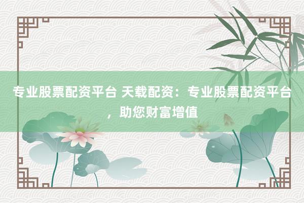 专业股票配资平台 天载配资：专业股票配资平台，助您财富增值