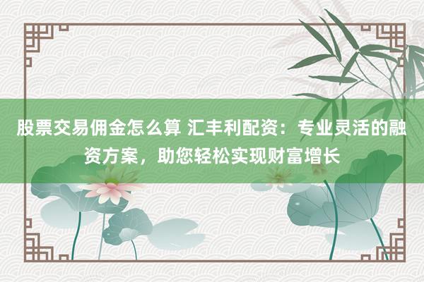 股票交易佣金怎么算 汇丰利配资：专业灵活的融资方案，助您轻松实现财富增长