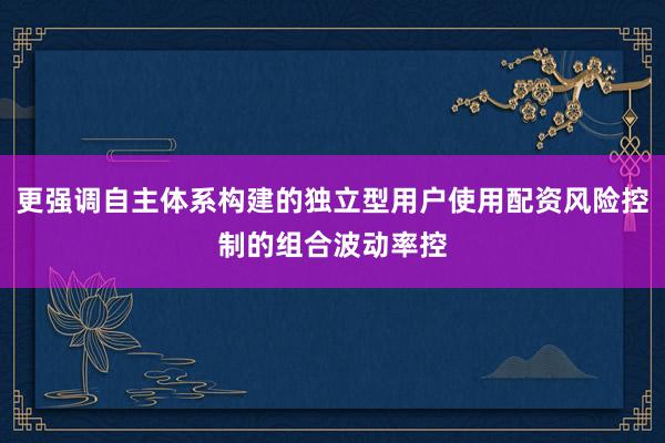 更强调自主体系构建的独立型用户使用配资风险控制的组合波动率控