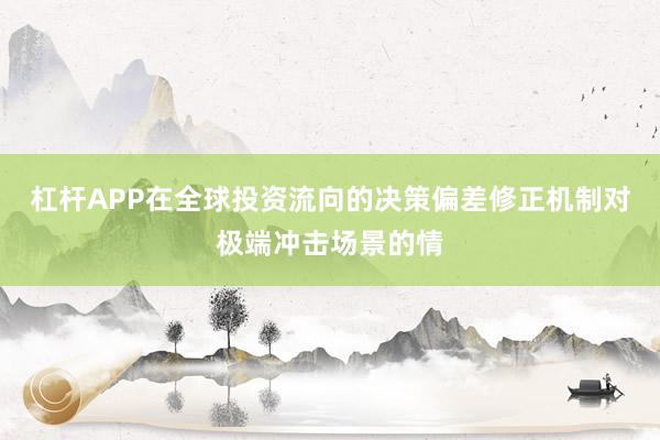 杠杆APP在全球投资流向的决策偏差修正机制对极端冲击场景的情