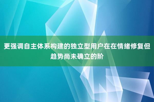 更强调自主体系构建的独立型用户在在情绪修复但趋势尚未确立的阶